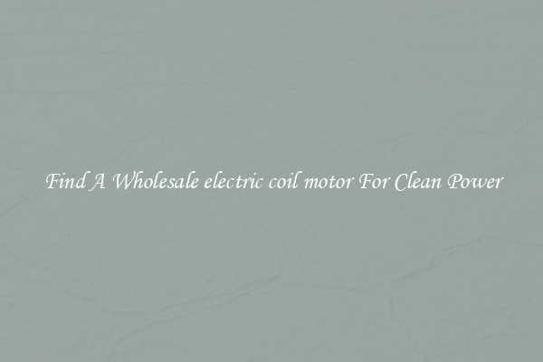 Find A Wholesale electric coil motor For Clean Power